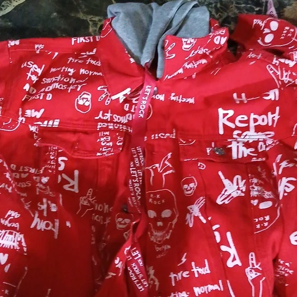 Doodle Denim Hooded Streetwear Jacket - Picture 10 of 11